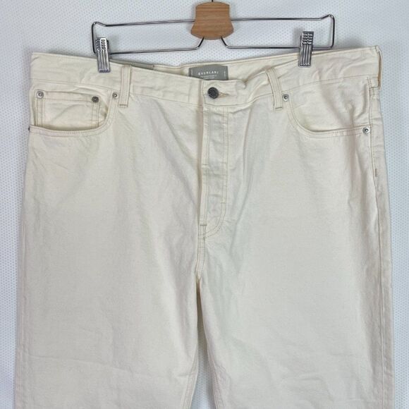 Everlane The Rigid Slouch Straight Leg Organic Cotton Jean Ecru Plus Size 33 - Picture 4 of 11
